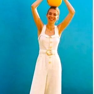 Anthropologie Cape Cod Jumpsuit NWT  S 14, ivory